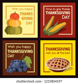 Thanksgiving stickers set