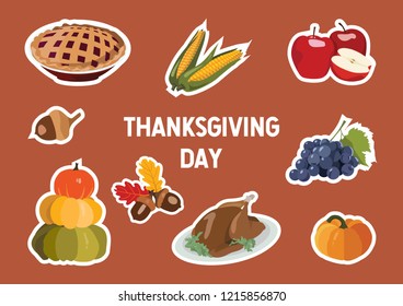 Thanksgiving stickers set