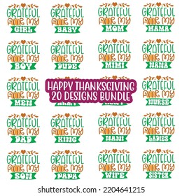 Thanksgiving Svg Bundle, Christmas, Halloween, Fall Thanksgiving, Thankful, Pumpkin Turkey, Quotes, Sayings, Autumn, Blessed design Svg bundle Thanksgiving fall  Quotes t shirt Design, Vector EPS Edit