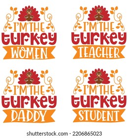 Thanksgiving Svg Bundle, Christmas, Halloween, Fall Thanksgiving, Thankful, Pumpkin Turkey, Quotes, Sayings, Autumn, Blessed design Svg bundle Thanksgiving fall  Quotes t shirt Design, Vector EPS Edit