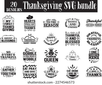 Paquete SVG de Acción de Gracias, diseño SVG de Acción de Gracias