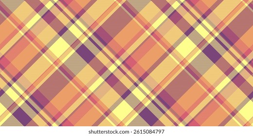 Thanksgiving tartan background seamless, regular vector textile fabric. Mother check pattern plaid texture in orange and yellow colors palette.