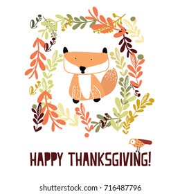 Thanksgiving template fox, banner 