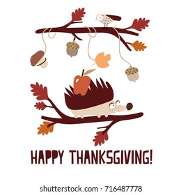 Thanksgiving template owl, banner 