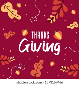 Thanksgiving text and decoration vector. to celebrate the holiday and can be adapted in various media such as label , greeting card and more. Illustration EPS 10