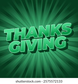 Thanksgiving text effect design in bold font with 3D style