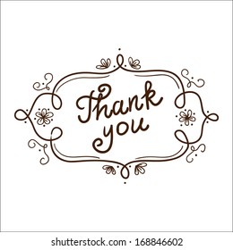 Thanksgiving text with floral vignette. Sketch vector illustration