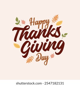 Thanksgiving text illustration with autumn elements