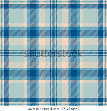 Thanksgiving texture seamless vector, list plaid fabric pattern. Checked background textile tartan check in cyan and pastel colors palette.