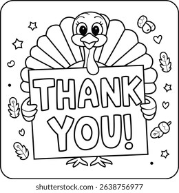 Thanksgiving Thank You Turkey Coloring Page