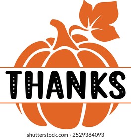 Thanksgiving thanks typography design on plain white transparent isolated background for card, shirt, hoodie, sweatshirt, apparel, card, tag, mug, icon, poster or badge