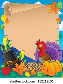 Thanksgiving theme parchment 1 - vector illustration.