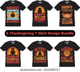 Thanksgiving T-shirt Bundle Beautiful and eye-catching, Thanksgiving vector of turkey, pumpkin, and much more