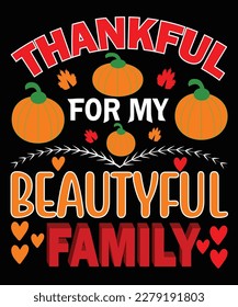 A Thanksgiving t-shirt design could feature a festive and colorful illustration of a turkey, pumpkins, leaves, and other autumnal elements.