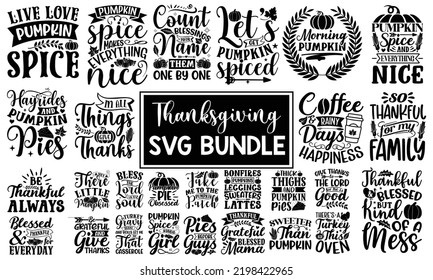 Thanksgiving T-shirt Design, Fall Sign, Autumn Bundle Svg, Cut File Cricut, Silhouette, 27 Hand drawn lettering phrase