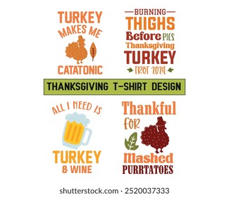 Thanksgiving T-shirt Design, Turkey T-shirt, pie, Pumpkin crew, Love Fall y’all, Turkey squad