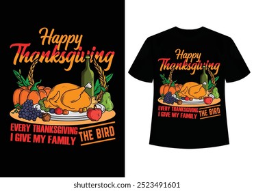 Thanksgiving T-Shirt Design, Thanksgiving Tag Vintage Flyer bunt mit Kürbis   Weihnachtsszene design, Vektorgrafik, Thanksgiving Day, T-Shirt mit Vektorgrafik