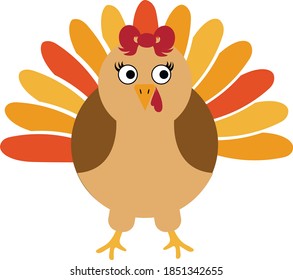 Thanksgiving Turkey Bird with bow. Turkey Bird 
