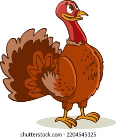 Thanksgiving Turkey Bird Cartoon Mascot Charakter. Vektorgrafik-Flachdesign einzeln auf weißem Hintergrund