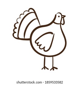 thanksgiving turkey bird line style icon vector illustration design