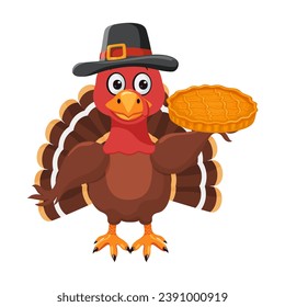 Color by number game for kids. Pilgrim Turkey Thanksgiving. Bird