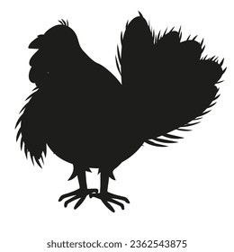 Thanksgiving turkey black silhouette flat vector illustration isolated on a white background. Turkey bird contour for Thanksgiving holiday card or party invitation design.