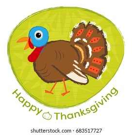 Thanksgiving Turkey - Cartoon turkey and happy thanksgiving text. Eps10