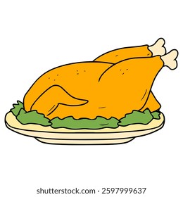thanksgiving turkey chicken illustration hand drawn isolated vector