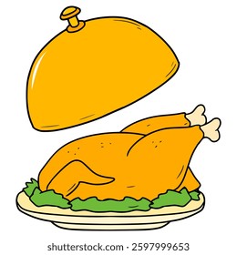 thanksgiving turkey chicken illustration hand drawn isolated vector