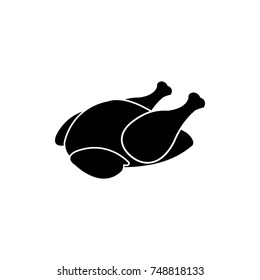 Thanksgiving turkey or chicken vector icon black isolated on white background