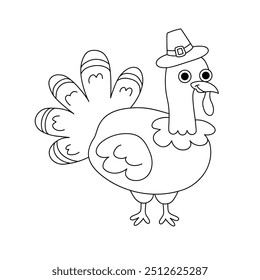 Thanksgiving Turkey coloring pages for kids. Trace and color thanksgiving turkey. Coloring page outline of turkey. Thanksgiving turkey tracing worksheet printable. Kindergarten and preschool activity.