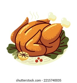 Thanksgiving Turkey Dinner Icon Isolated