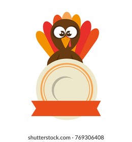 thanksgiving turkey with dish character icon