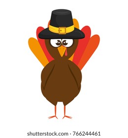 thanksgiving turkey with hat character icon