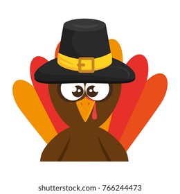 thanksgiving turkey with hat character icon