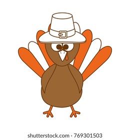 thanksgiving turkey with hat character icon