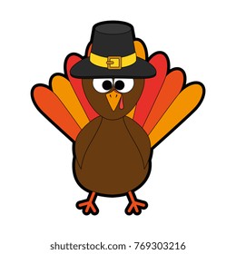 thanksgiving turkey with hat character icon