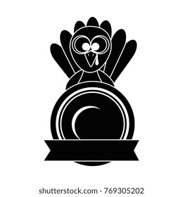 thanksgiving turkey with hat character icon