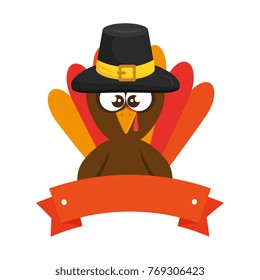 thanksgiving turkey with hat character icon