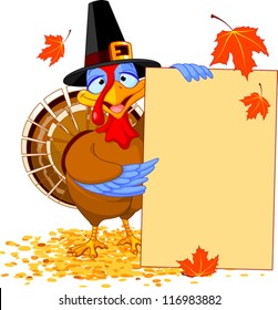 Thanksgiving Turkey holding Holiday Note