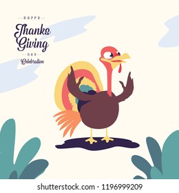 Thanksgiving Turkey Mascot Flat Design