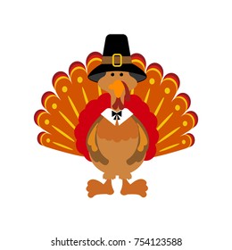 Thanksgiving turkey on the white background. Vector illustration
