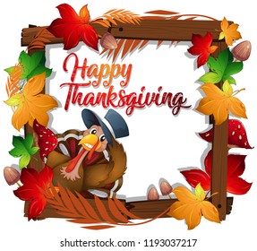 Thanksgiving turkey on wooden frame illustration