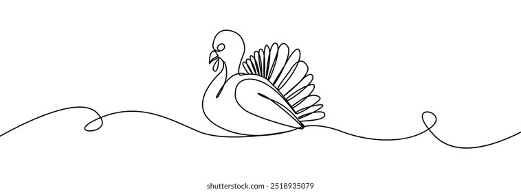 Thanksgiving Truthahn eine durchgehende Linie Zeichnung .Herbst Ernte Linie Kunst. Happy Thanksgiving Truthahn .	
