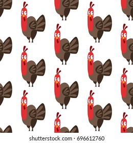 Thanksgiving turkey pattern on the white background. Vector illustration