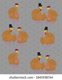Thanksgiving turkey pattern with polka dots