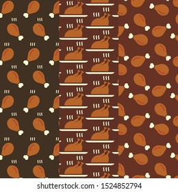 thanksgiving turkey pattern set on dark background