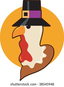 A Thanksgiving turkey with a pilgrim hat