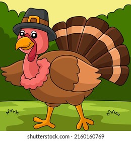 Thanksgiving Turkey Pilgrim Hat Illustration