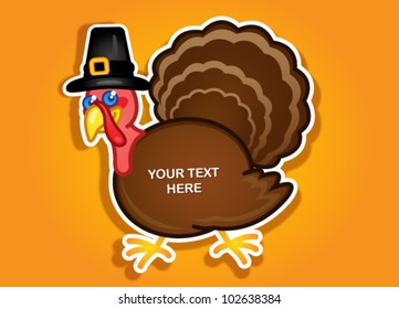 Thanksgiving Turkey Pilgrim label / Sticker in vectors